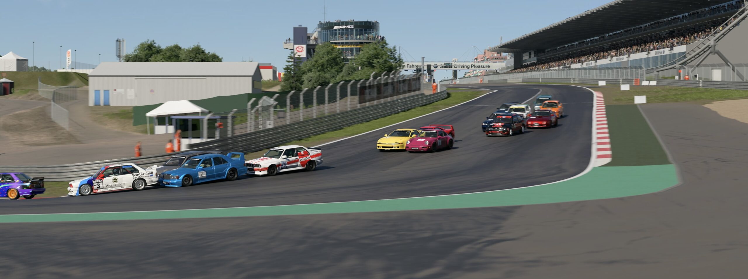 Nostalgic DTM cars taking turn 1 at Nürburgring